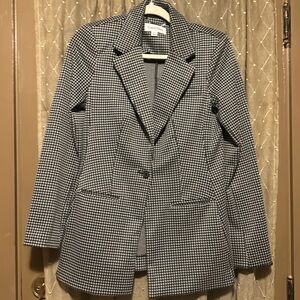 Calvin Klein Collection Black and White Checkered Blazer